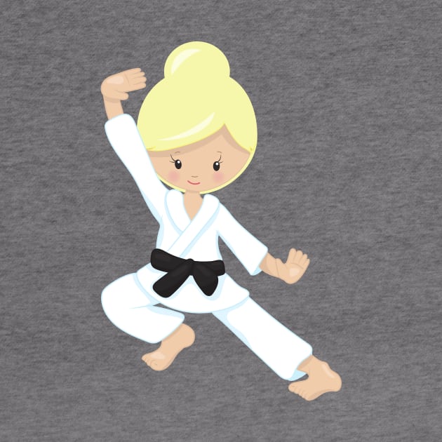 Karate Girl, Cute Girl, Black Belt, Blonde Hair by Jelena Dunčević